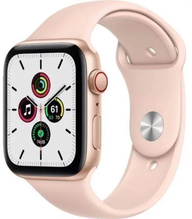 Alt view image 2 of 2 - Apple  Watch SE (2020) - 32GB - Gold-Aluminum-Sport Band-Pink Sand - Cellular + GPS - 44mm - Gold - Aluminum - Pink Sand - Sport Band - Rubber - Excellent (Grade A)