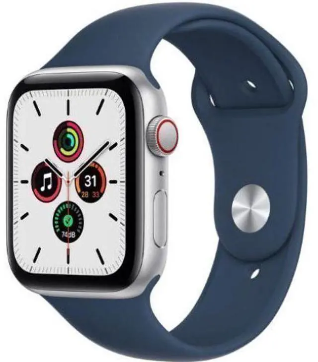 Alt view image 2 of 2 - Apple  Watch SE (2020) - 32GB - Silver-Aluminum-Sport Band-Abyss Blue - GPS - 40mm - Silver - Aluminum - Abyss Blue - Sport Band - Rubber - Premium