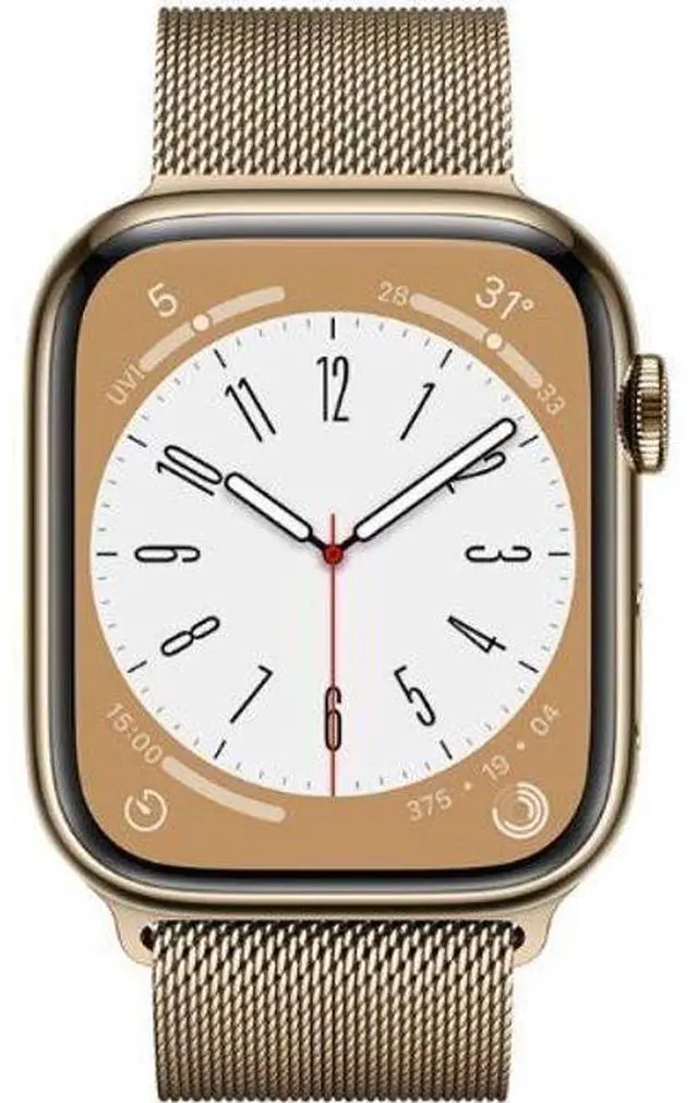 Main image of Apple  Watch Series 8 - 32GB - Cellular + GPS - 45mm - Gold - Stainless Steel - Gold - Milanese Loop Band - Stainless Steel - Excellent (Grade A)
