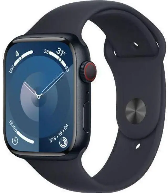 Alt view image 2 of 3 - Apple  Watch Series 9 - 64GB - Midnight-Aluminum-Sport Band-Midnight - GPS - 45mm - Midnight - Aluminum - Midnight - Sport Band - Small/Medium Size - Rubber - Acceptable (Grade C)