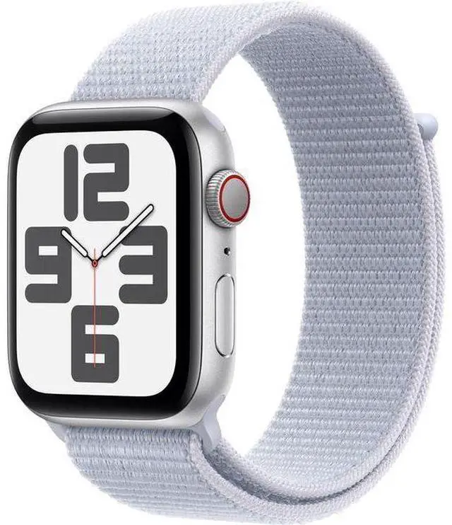 Main image of Apple  Watch SE 2nd Gen (2022) - 32GB - Cellular + GPS - 40mm - Silver - Aluminum - Blue Cloud - Sport Loop Band - Small/Medium Size - Textile - Acceptable (Grade C)