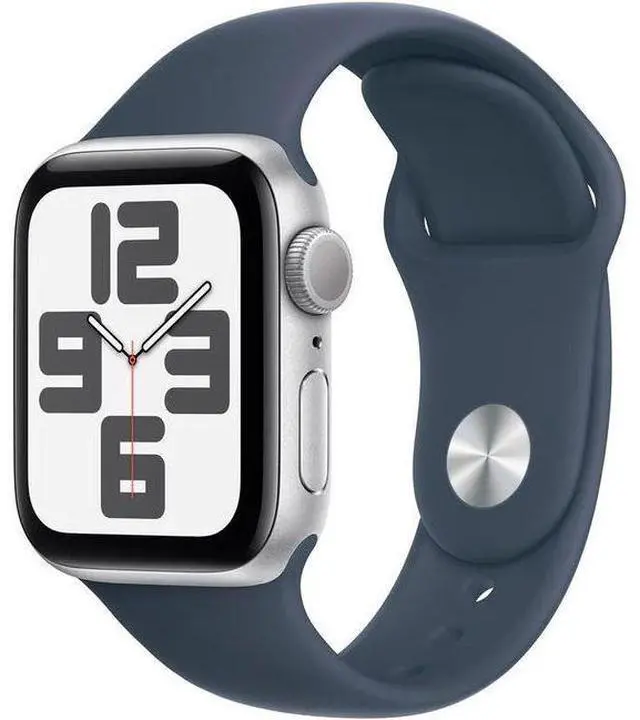 Alt view image 2 of 2 - Apple  Watch SE (2022) - 32GB - Silver-Aluminum-Sport Band-Storm Blue - GPS - 40mm - Silver - Aluminum - Storm Blue - Sport Band - Small/Medium Size - Rubber - Excellent (Grade A)