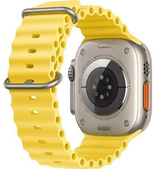 Alt view image 3 of 3 - Apple  Watch Ultra - 32GB - Cellular + GPS - 49mm - Titanium - Titanium - Yellow - Ocean Band - One Size - Rubber - Excellent (Grade A)