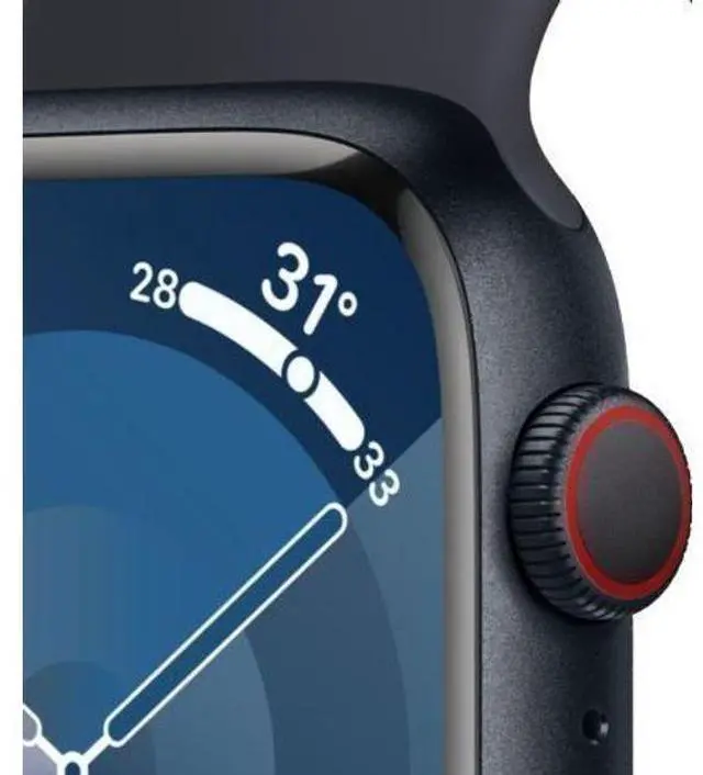 Alt view image 3 of 3 - Apple  Watch Series 9 - 64GB - Cellular + GPS - 41mm - Midnight - Aluminum - Midnight - Sport Band - One Size - Rubber - Acceptable (Grade C)