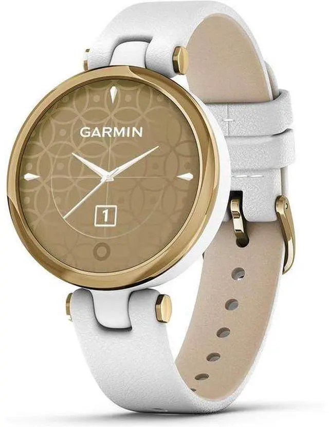 Main image of Garmin  Lily Classic Smartwatch - Light Gold-Fiber-reinforced polymer-Leather Strap-White - 25.4mm - Light Gold - Fiber-reinforced polymer - White - Silicone Strap - Silicone - 0.84 Inch - Premium (Re