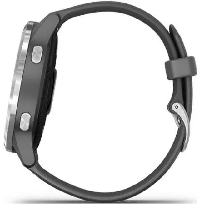 Alt view image 5 of 5 - Garmin  Vivoactive 4 Smartwatch - Silver-Fiber-reinforced Polymer-Silicone Strap-Gray - 45mm - Silver - Fiber-reinforced Polymer - Gray - Silicone Strap - Silicone - Excellent (Grade A)