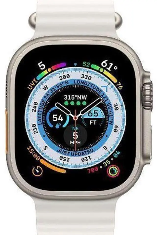Main image of Apple  Watch Ultra - 32GB - Titanium-Titanium-Ocean Band-White - Cellular + GPS - 49mm - Titanium - Titanium - White - Ocean Band - One Size - Rubber - Excellent (Grade A)