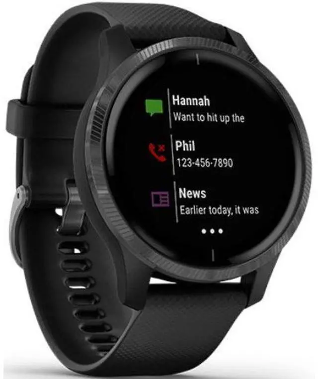 Alt view image 3 of 4 - Garmin  Venu Smartwatch - 30.4mm - Slate Black - Fiber-reinforce Polymer - Black - Silicone Strap - Silicone - Acceptable (Grade C)
