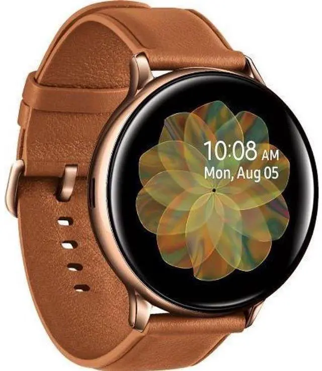 Alt view image 3 of 5 - Samsung  Galaxy Watch Active2 - 4GB - Bluetooth + LTE - 40mm - Gold - Stainless Steel - Brown - Leather Strap - Leather - Acceptable (Grade C)