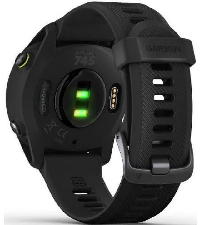 Alt view image 3 of 3 - Garmin  Forerunner 745 Smartwatch - 30.4mm - Black - Fiber-reinforced Polymer - Black - Silicone Strap - Silicone - Excellent (Grade A)
