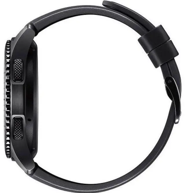 Alt view image 4 of 5 - Samsung  Gear S3 Smartwatch - 4GB - Bluetooth - 46mm - Dark Gray - Frontier (Stainless Steel) - Black - Active Silicone Band - Silicone - Acceptable (Grade C)