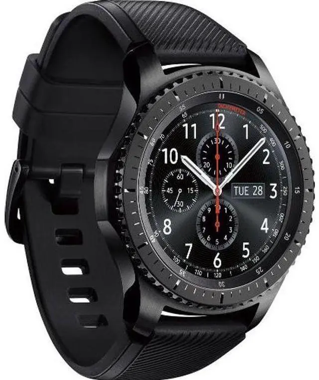 Alt view image 3 of 5 - Samsung  Gear S3 Smartwatch - 4GB - Bluetooth - 46mm - Dark Gray - Frontier (Stainless Steel) - Black - Active Silicone Band - Silicone - Acceptable (Grade C)