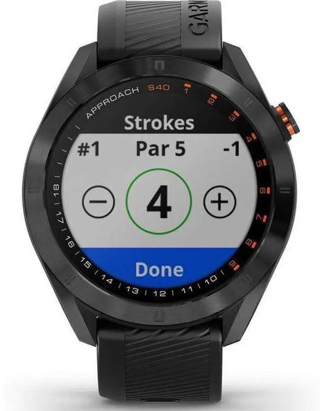 Alt view image 2 of 4 - Garmin  Approach S40 Smartwatch - Black - Metal - Black - Silicone - Silicone - Acceptable (Grade C)