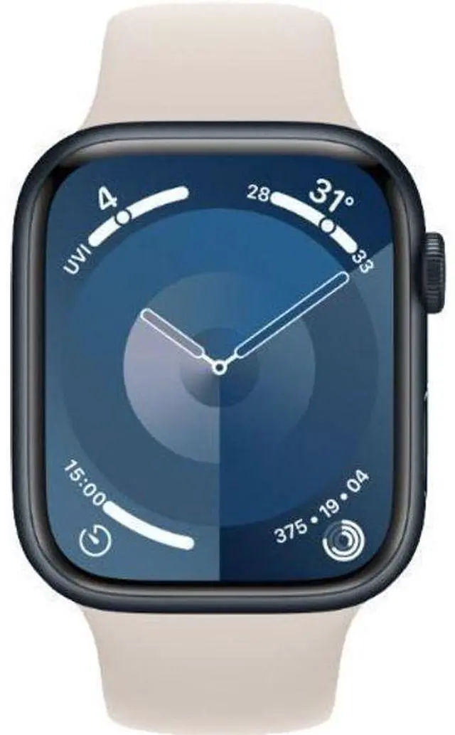 Main image of Apple  Watch Series 9 - 64GB - Midnight-Aluminum-Sport Band-Starlight - Cellular + GPS - 45mm - Midnight - Aluminum - Starlight - Sport Band - One Size - Rubber - Excellent (Grade A)