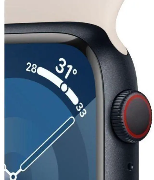 Alt view image 3 of 3 - Apple  Watch Series 9 - 64GB - Midnight-Aluminum-Sport Band-Starlight - Cellular + GPS - 45mm - Midnight - Aluminum - Starlight - Sport Band - One Size - Rubber - Excellent (Grade A)