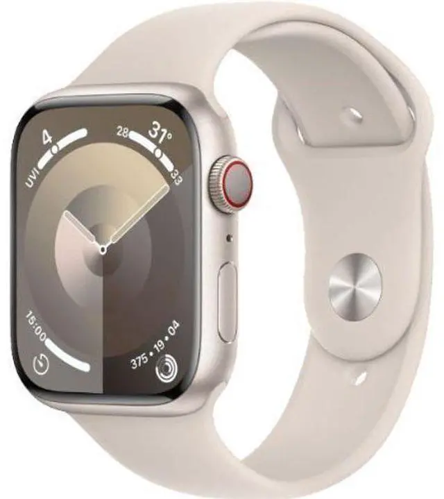 Alt view image 2 of 3 - Apple  Watch Series 9 - 64GB - Starlight-Aluminum-Sport Band-Starlight - Cellular + GPS - 41mm - Starlight - Aluminum - Starlight - Sport Band - Medium/Large Size - Rubber - Premium