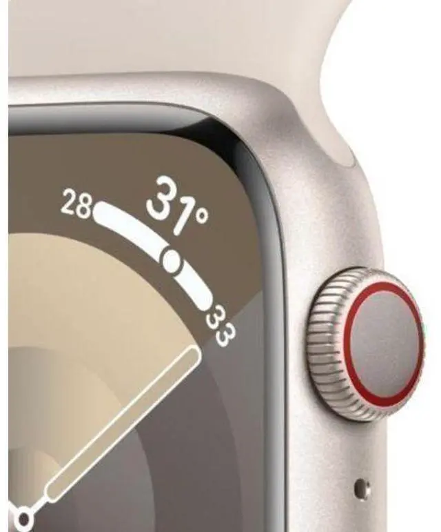 Alt view image 3 of 3 - Apple  Watch Series 9 - 64GB - Starlight-Aluminum-Sport Band-Starlight - Cellular + GPS - 41mm - Starlight - Aluminum - Starlight - Sport Band - Medium/Large Size - Rubber - Premium