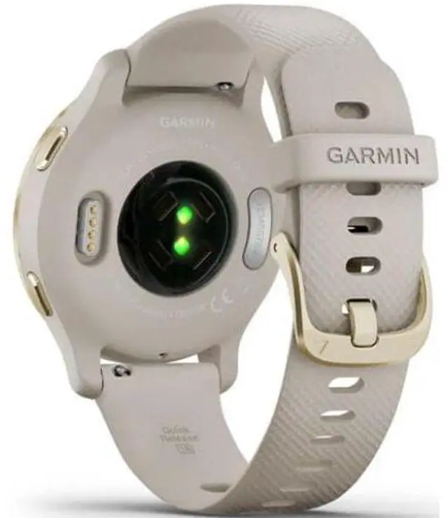 Alt view image 4 of 4 - Garmin  Venu 2S Smartwatch - Light Gold-Fiber-reinforced Polymer-Silicone Strap-Light Sand - 27.9mm - Light Gold - Fiber-reinforced Polymer - Light Sand - Silicone Strap - Excellent (Grade A)