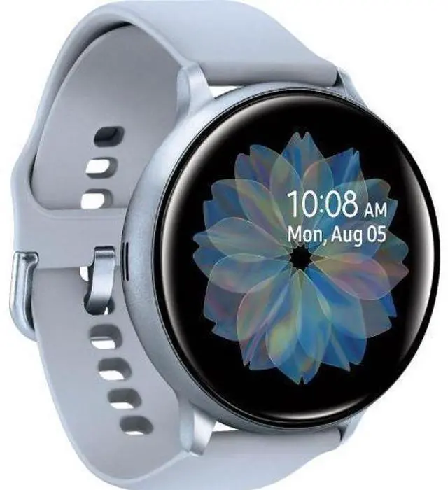 Alt view image 3 of 5 - Samsung  Galaxy Watch Active2 - 4GB - Bluetooth - 44mm - Cloud Silver - Aluminum - Silver - Fluoroelastomer Strap - Fluoroelastomer - Acceptable (Grade C)