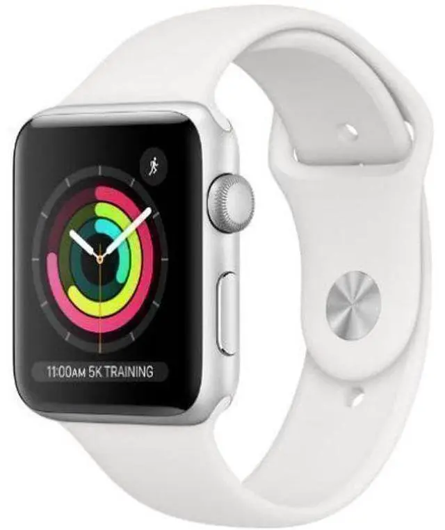 Alt view image 2 of 2 - Apple  Watch Series 3 - 16GB - Silver-Aluminum-Sport Band-White - Cellular + GPS - 38mm - Silver - Aluminum - White - Sport Band - Rubber - Excellent (Grade A)