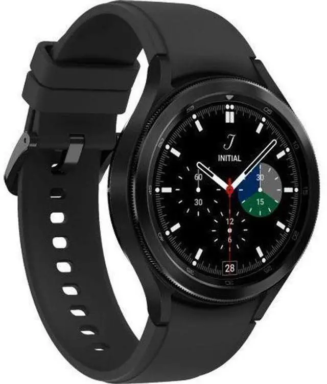 Alt view image 3 of 5 - Samsung  Galaxy Watch4 - 16GB - Bluetooth - 46mm - Black - Classic (Stainless Steel) - Black - Sport Band - Fluoroelastomer - Excellent (Grade A)