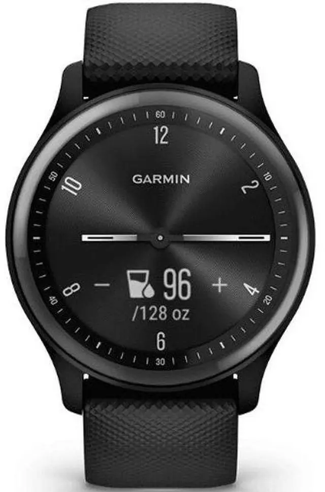 Main image of Garmin  Vivomove Sport Smartwatch - Black - Fiber-reinforced Polymer - Black - Silicone Strap - Silicone - Premium (Refreshed)