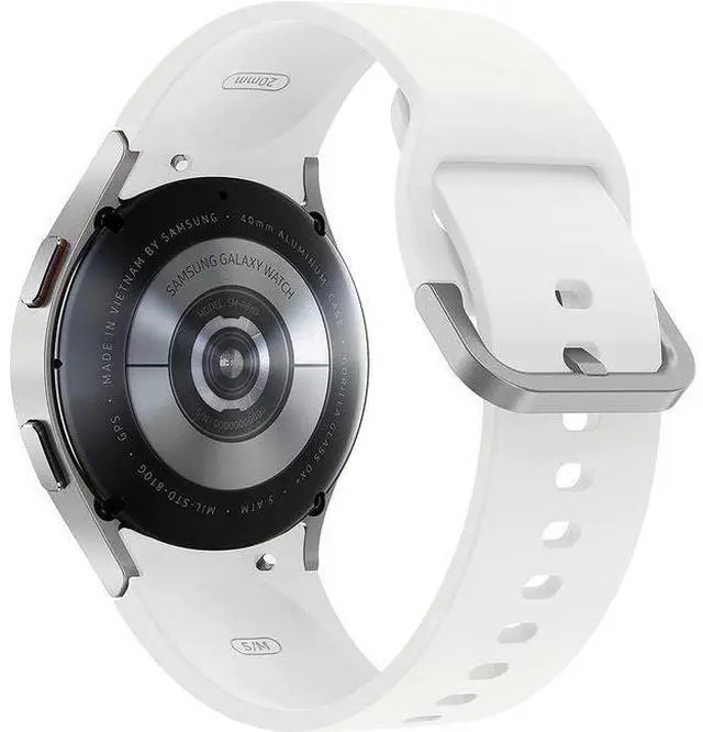 Alt view image 3 of 4 - Samsung  Galaxy Watch4 - 16GB - Bluetooth - 40mm - Silver - Aluminum - White - Sport Band - Fluoroelastomer - Premium