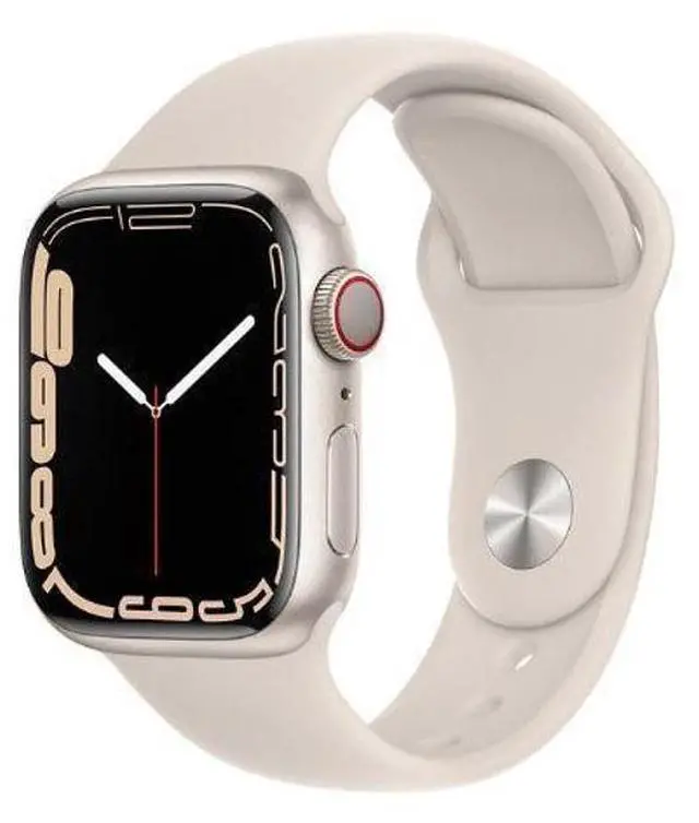 Alt view image 2 of 5 - Apple  Watch Series 7 - 32GB - Starlight-Aluminum-Sport Band-Starlight - Cellular + GPS - 41mm - Starlight - Aluminum - Starlight - Sport Band - Rubber - Acceptable (Grade C)