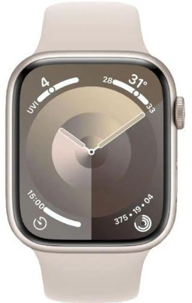 Main image of Apple  Watch Series 9 - 64GB - Starlight-Aluminum-Sport Band-Starlight - Cellular + GPS - 41mm - Starlight - Aluminum - Starlight - Sport Band - Medium/Large Size - Rubber - Premium