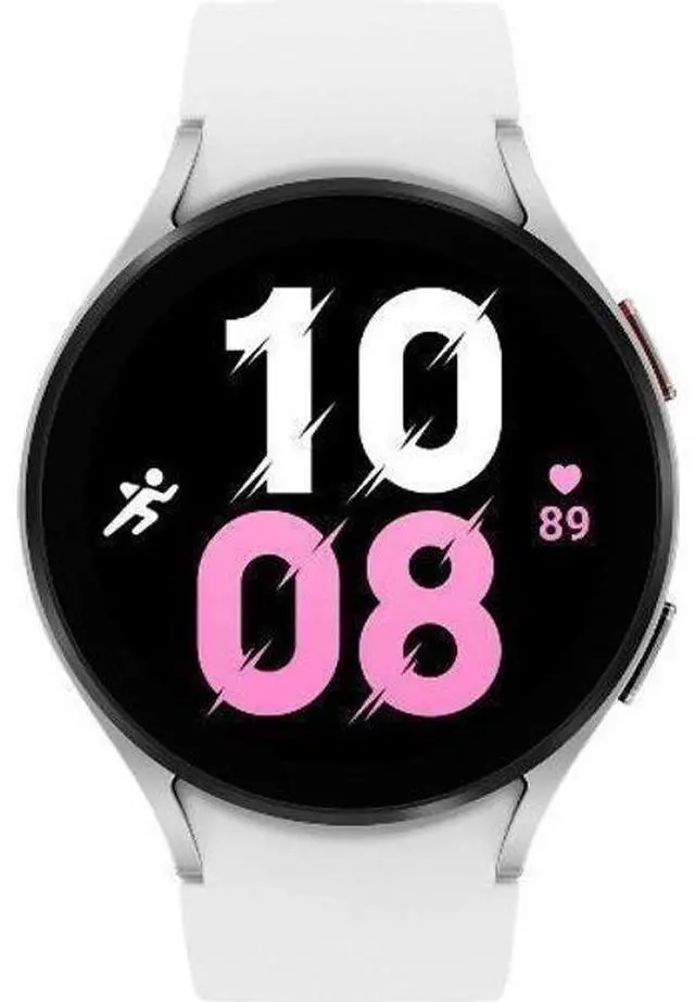 Main image of Samsung  Galaxy Watch5 - 16GB - Silver-Aluminum-Sport Band-White - Bluetooth + LTE - 44mm - Silver - Aluminum - White - Sport Band - Fluoroelastomer - Premium