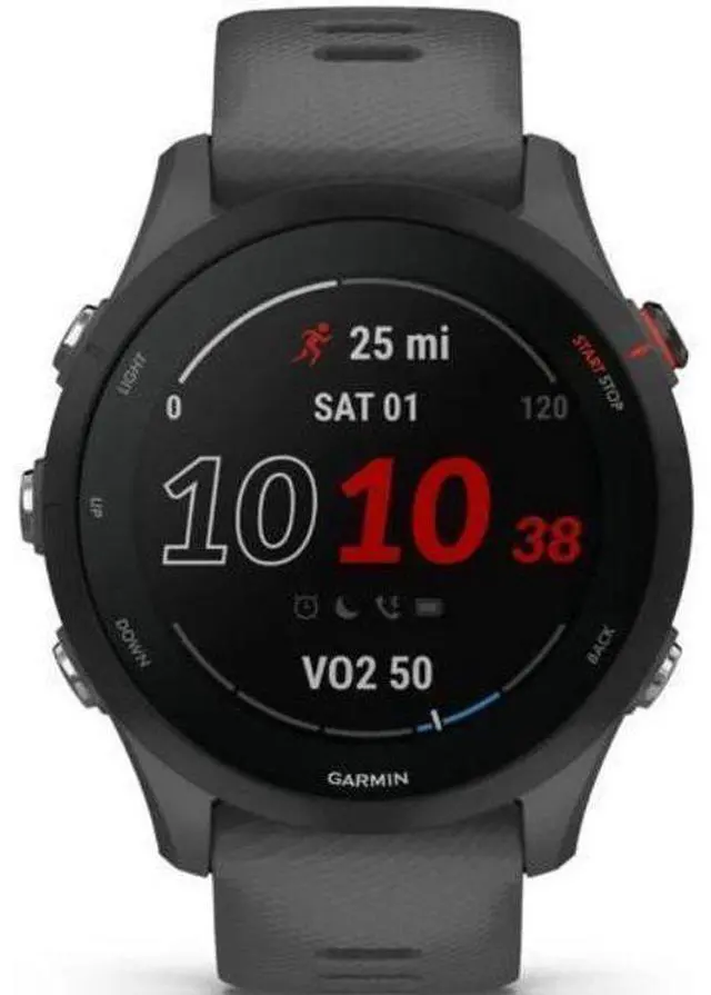 Main image of Garmin  Forerunner 255 Smartwatch - 4GB - 46mm - Slate Gray - Non Music Edition (Polymer) - Slate Gray - Silicone Band - Silicone - Excellent (Grade A)