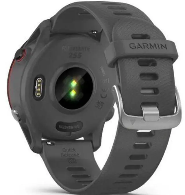 Alt view image 5 of 5 - Garmin  Forerunner 255 Smartwatch - 4GB - 46mm - Slate Gray - Non Music Edition (Polymer) - Slate Gray - Silicone Band - Silicone - Excellent (Grade A)