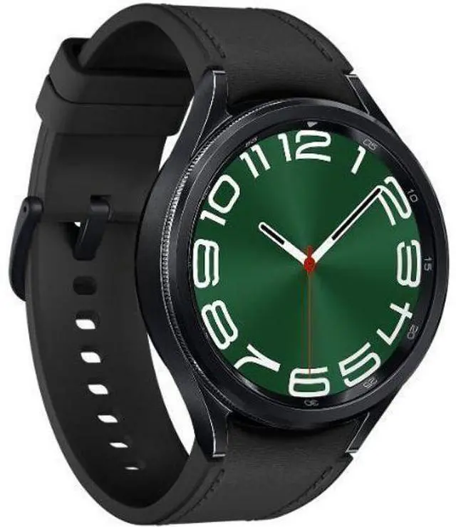 Alt view image 3 of 5 - Samsung  Galaxy Watch6 - 16GB - Black-Classic (Stainless Steel)-Hybrid Eco-Leather Band-Black - Bluetooth + LTE - 47mm - Black - Classic (Stainless Steel) - Black - Hybrid Eco-Leather Band - Fluoroela