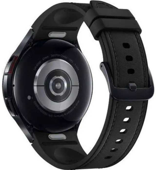 Alt view image 5 of 5 - Samsung  Galaxy Watch6 - 16GB - Black-Classic (Stainless Steel)-Hybrid Eco-Leather Band-Black - Bluetooth + LTE - 47mm - Black - Classic (Stainless Steel) - Black - Hybrid Eco-Leather Band - Fluoroela