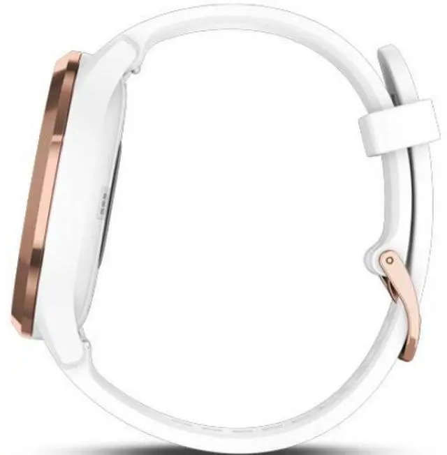 Alt view image 4 of 5 - Garmin  Vivomove HR Smartwatch - 43mm - Rose Gold/White - Sport Edition (Fiber-reinforced Polymer) - White - Silicone Band - Regular Size - Silicone - Excellent (Grade A)