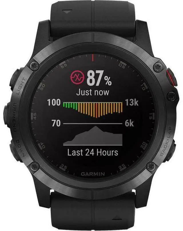 Main image of Garmin  Fenix 5X Plus GPS Smartwatch - 16GB - 51mm - Black - Fiber-reinforced Polymer - Black - Silicone Band - Silicone - Acceptable (Grade C)