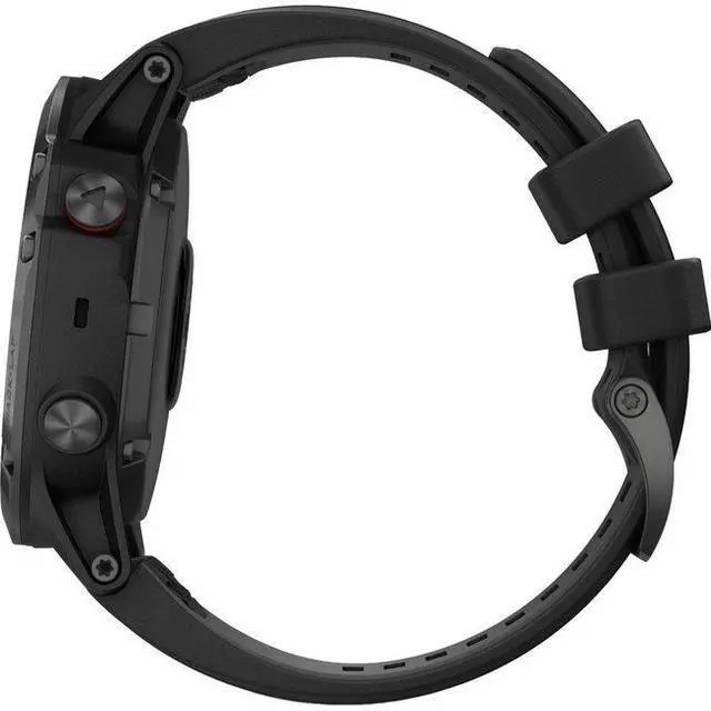 Alt view image 4 of 6 - Garmin  Fenix 5X Plus GPS Smartwatch - 16GB - 51mm - Black - Fiber-reinforced Polymer - Black - Silicone Band - Silicone - Acceptable (Grade C)