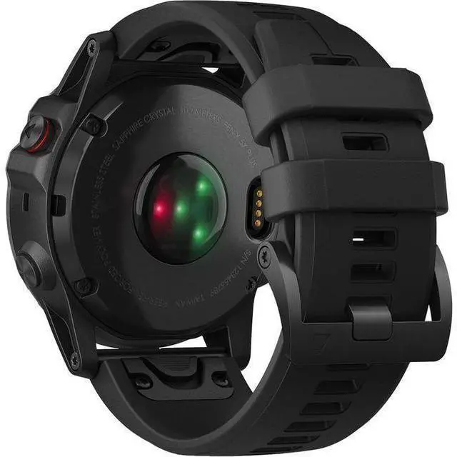 Alt view image 6 of 6 - Garmin  Fenix 5X Plus GPS Smartwatch - 16GB - 51mm - Black - Fiber-reinforced Polymer - Black - Silicone Band - Silicone - Acceptable (Grade C)