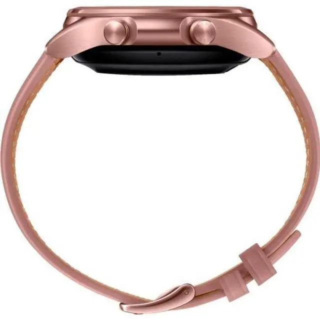 Alt view image 4 of 5 - Samsung  Galaxy Watch3 - 4GB - Bluetooth - 45mm - Mystic Bronze - Stainless Steel - Pink - Leather Strap - Leather - Premium