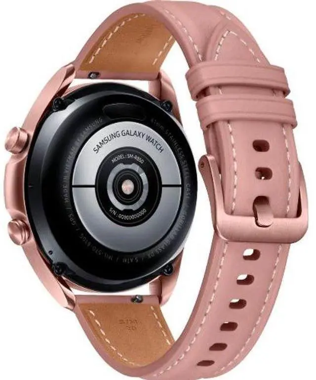 Alt view image 5 of 5 - Samsung  Galaxy Watch3 - 4GB - Bluetooth - 45mm - Mystic Bronze - Stainless Steel - Pink - Leather Strap - Leather - Premium