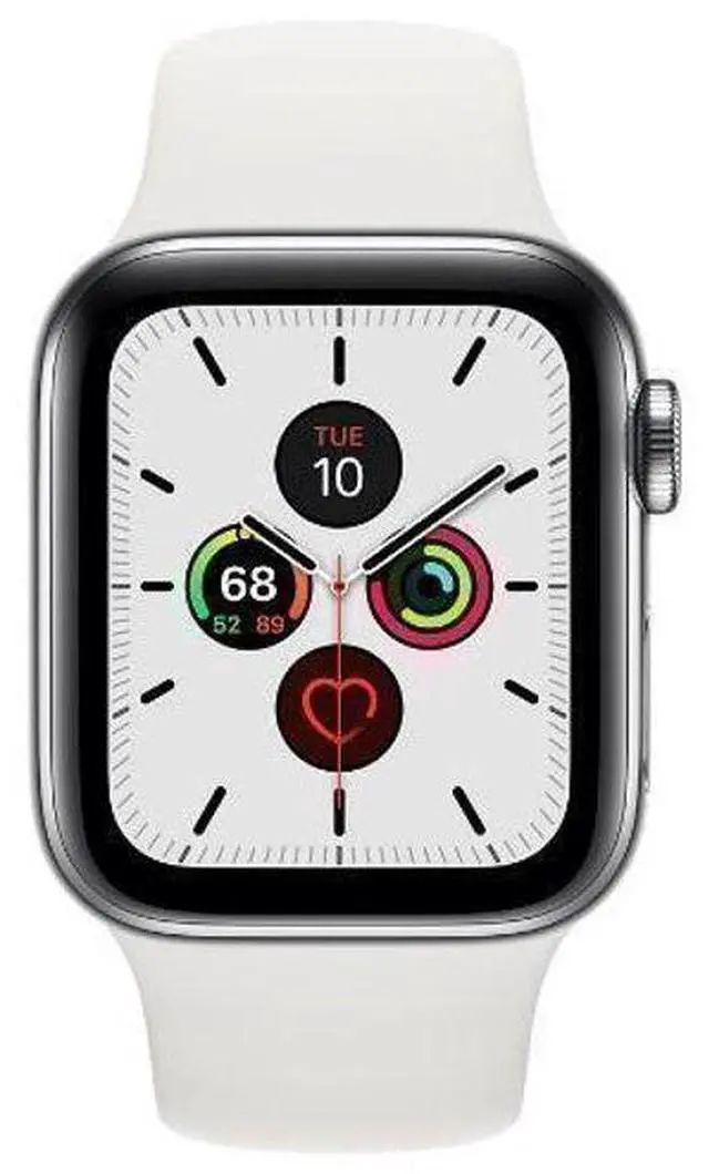 Main image of Apple  Watch Series 5 - 32GB - Cellular + GPS - 40mm - Silver - Stainless Steel - White - Sport Band - Rubber - Acceptable (Grade C)