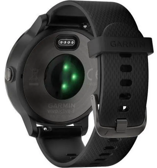 Alt view image 3 of 3 - Garmin  Vivoactive 3 Smartwatch - 30.4mm - Slate - Fiber-reinforced Glass - Black - Silicone Strap - Silicone - Excellent (Grade A)