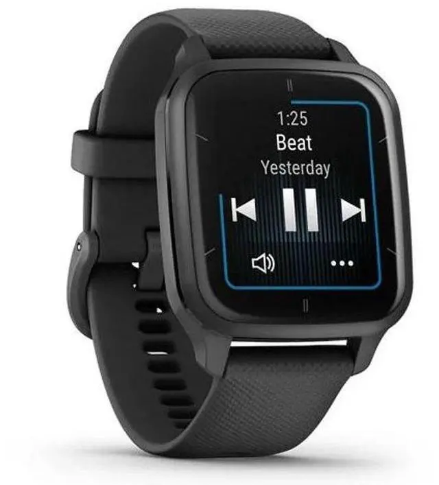 Alt view image 3 of 5 - Garmin  Venu Sq 2 Music Edition Smartwatch - 20MM - Slate - Polymer - Black - Silicone - Silicone Band - Acceptable (Grade C)