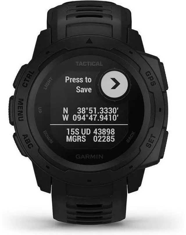 Alt view image 3 of 4 - Garmin  Instinct Tactical GPS Watch - 45mm - Black - Fiber-reinforced Polymer - Black - Active Band - Silicone - Acceptable (Grade C)