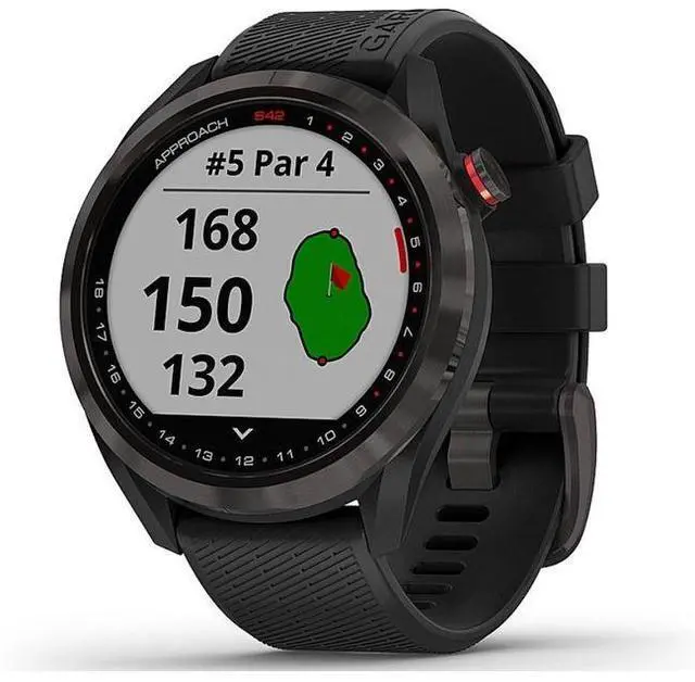 Alt view image 2 of 5 - Garmin  Approach S42 GPS Golf Smartwatch - 64MB - 30.4mm - Gunmetal - Metal - Black - Silicone Band - Silicone - Acceptable (Grade C)