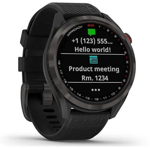 Alt view image 3 of 5 - Garmin  Approach S42 GPS Golf Smartwatch - 64MB - 30.4mm - Gunmetal - Metal - Black - Silicone Band - Silicone - Acceptable (Grade C)