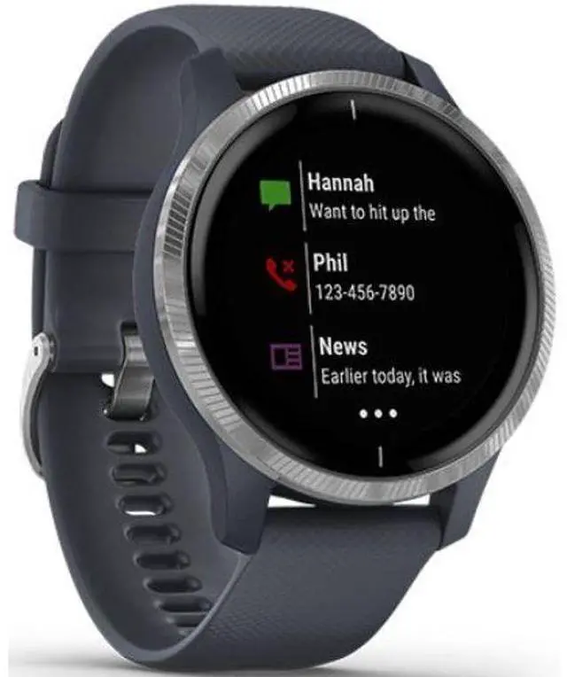 Alt view image 3 of 4 - Garmin  Venu Smartwatch - 30.4mm - Silver - Fiber-reinforce Polymer - Blue Granite - Silicone Strap - Silicone - Acceptable (Grade C)