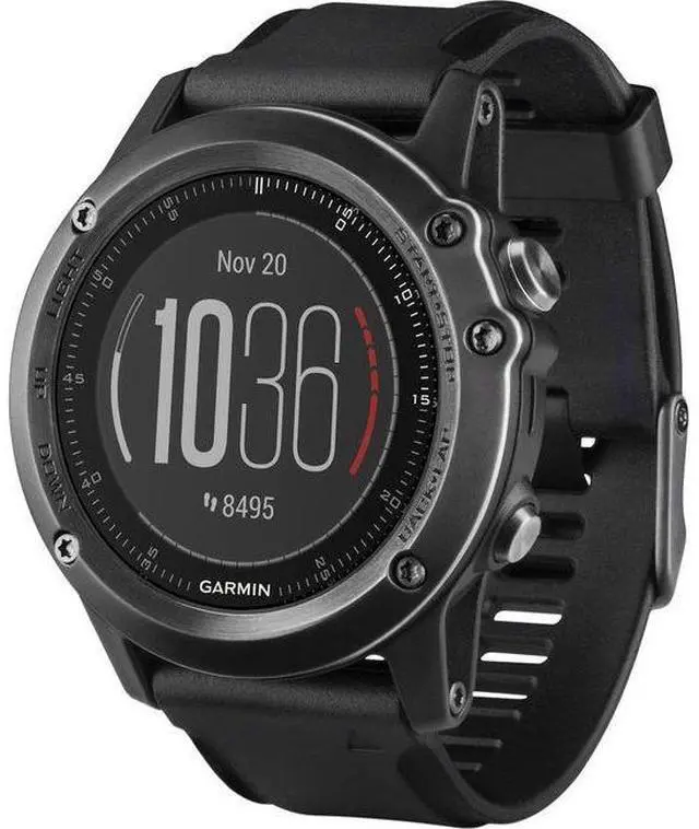 Alt view image 2 of 5 - Garmin  Fenix 3 HR GPS Smartwatch - 32MB - 30.4mm - Slate Gray - Fiber-reinforced Polymer - Black - Silicone Band - Silicone - Excellent (Grade A)