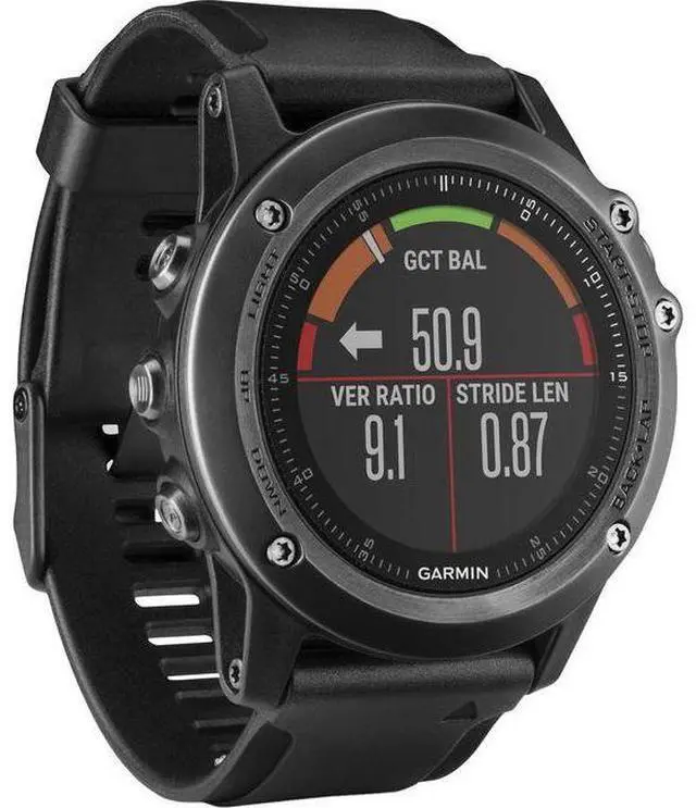 Alt view image 3 of 5 - Garmin  Fenix 3 HR GPS Smartwatch - 32MB - 30.4mm - Slate Gray - Fiber-reinforced Polymer - Black - Silicone Band - Silicone - Excellent (Grade A)
