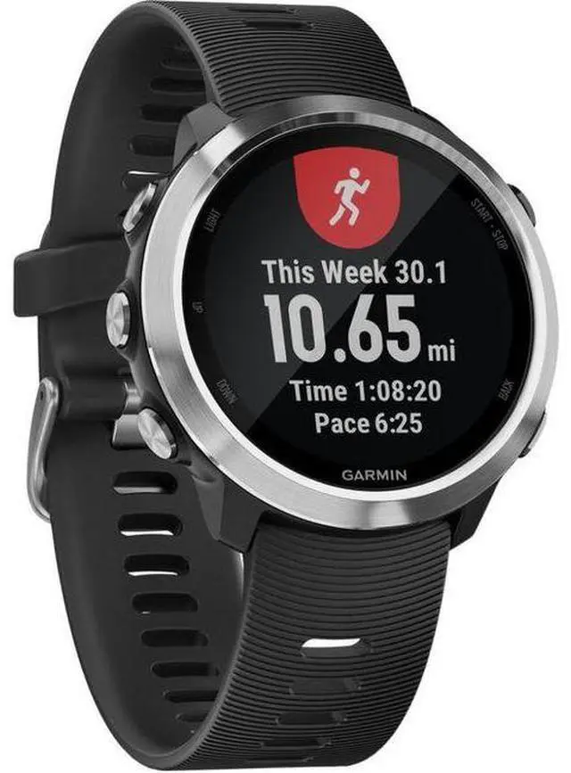 Alt view image 3 of 5 - Garmin  Forerunner 645 GPS Smartwatch - 30.4mm - Silver - Stainless Steel - Black - Silicone Band - Silicone - Acceptable (Grade C)